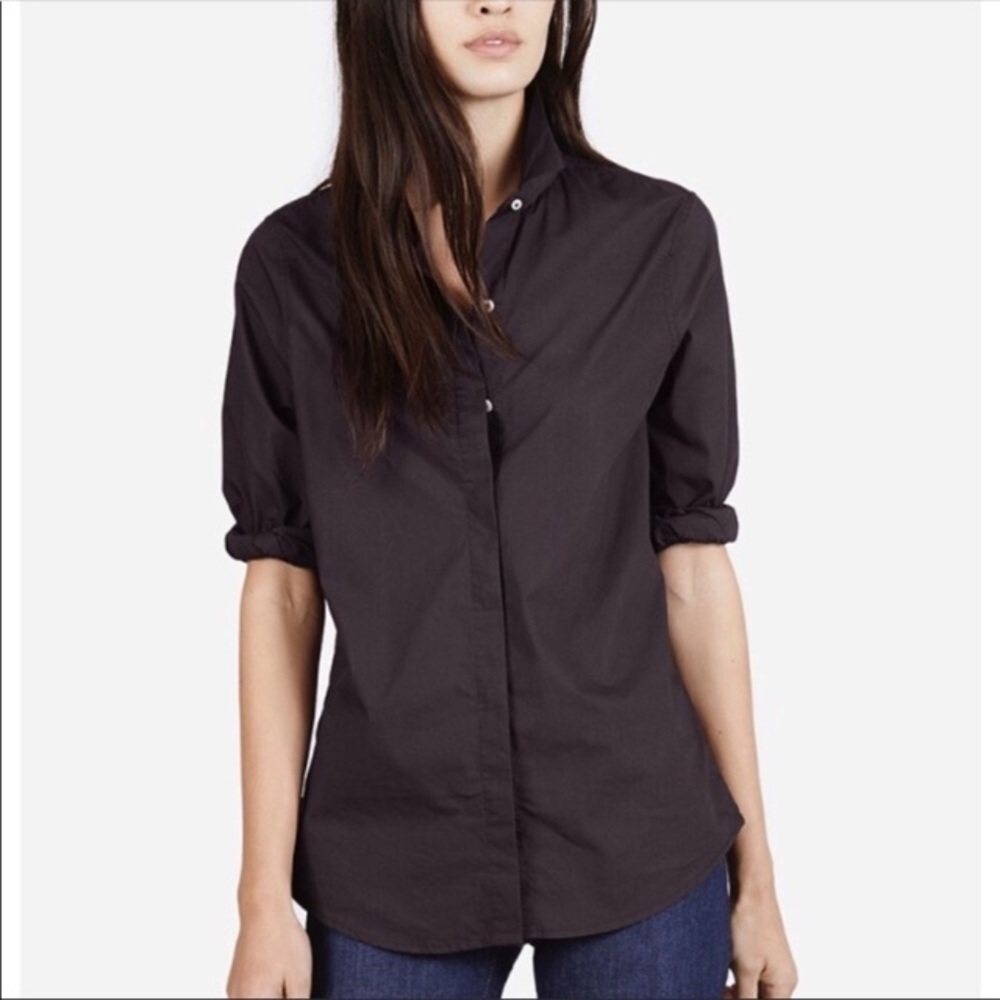 Everlane The Cotton Poplin Button Down Shirt, Black, M